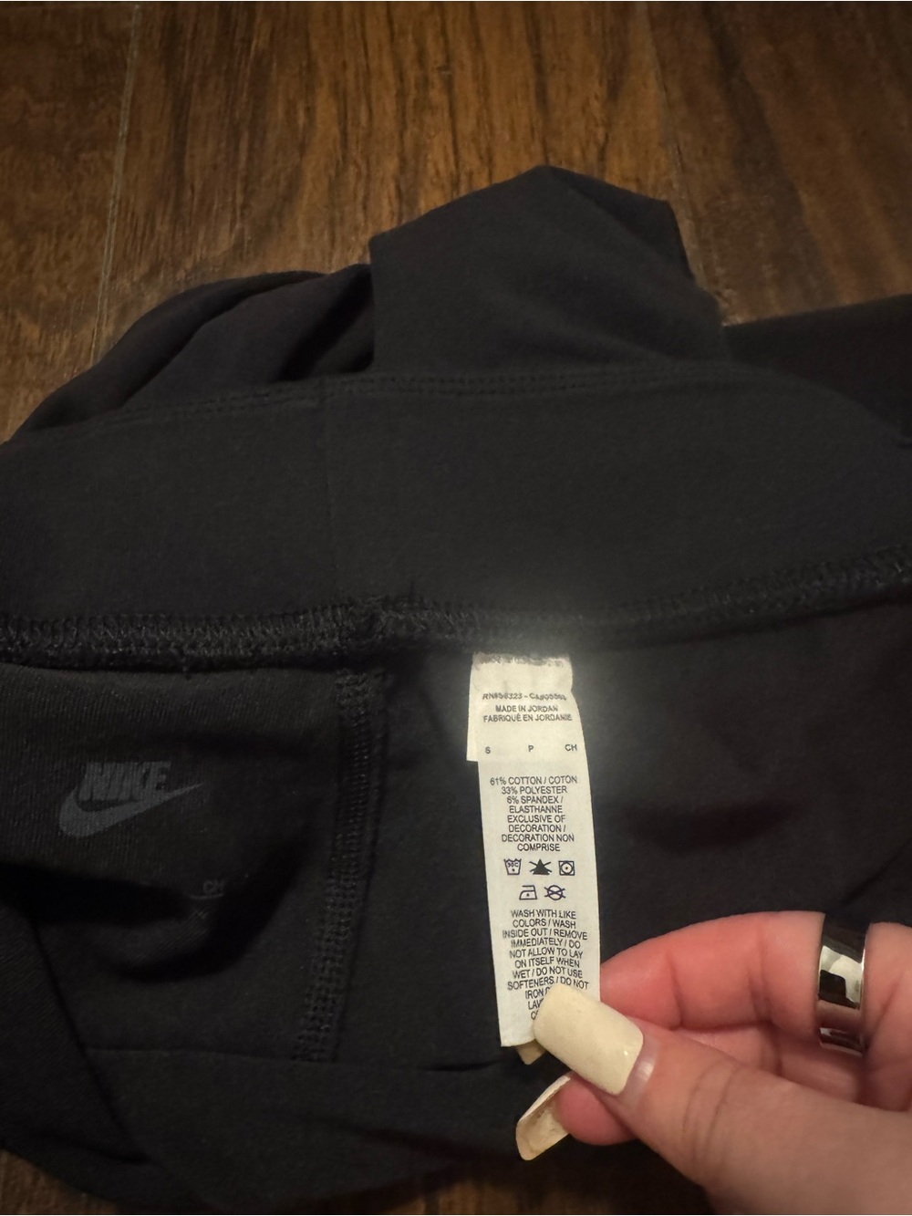 Nike Black Leggings with White Swoosh - Picture 3 of 3